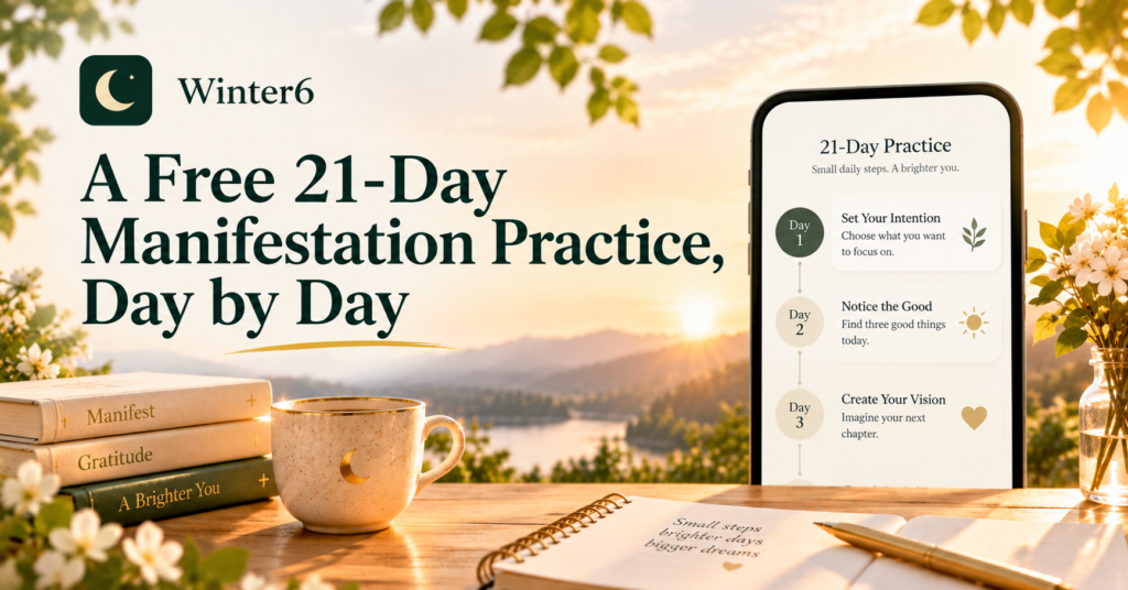 21-day manifestation practice plan with one short daily exercise for clarity, identity and action
