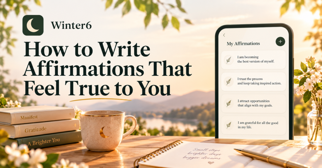 How to write affirmations that feel true, with bridge sentences like “I am becoming…” in a manifestation journal